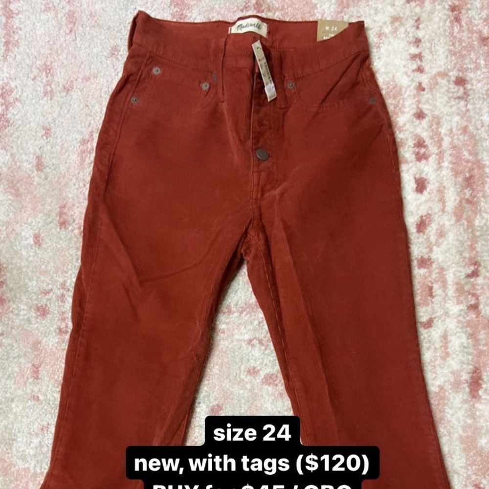 Corduroy burnt orange madewell flair pants